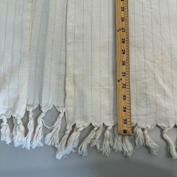 The Loomia Silvia Kimono Poncho Cover-Up OS Cream Black Fringe Beach - Picture 8 of 9